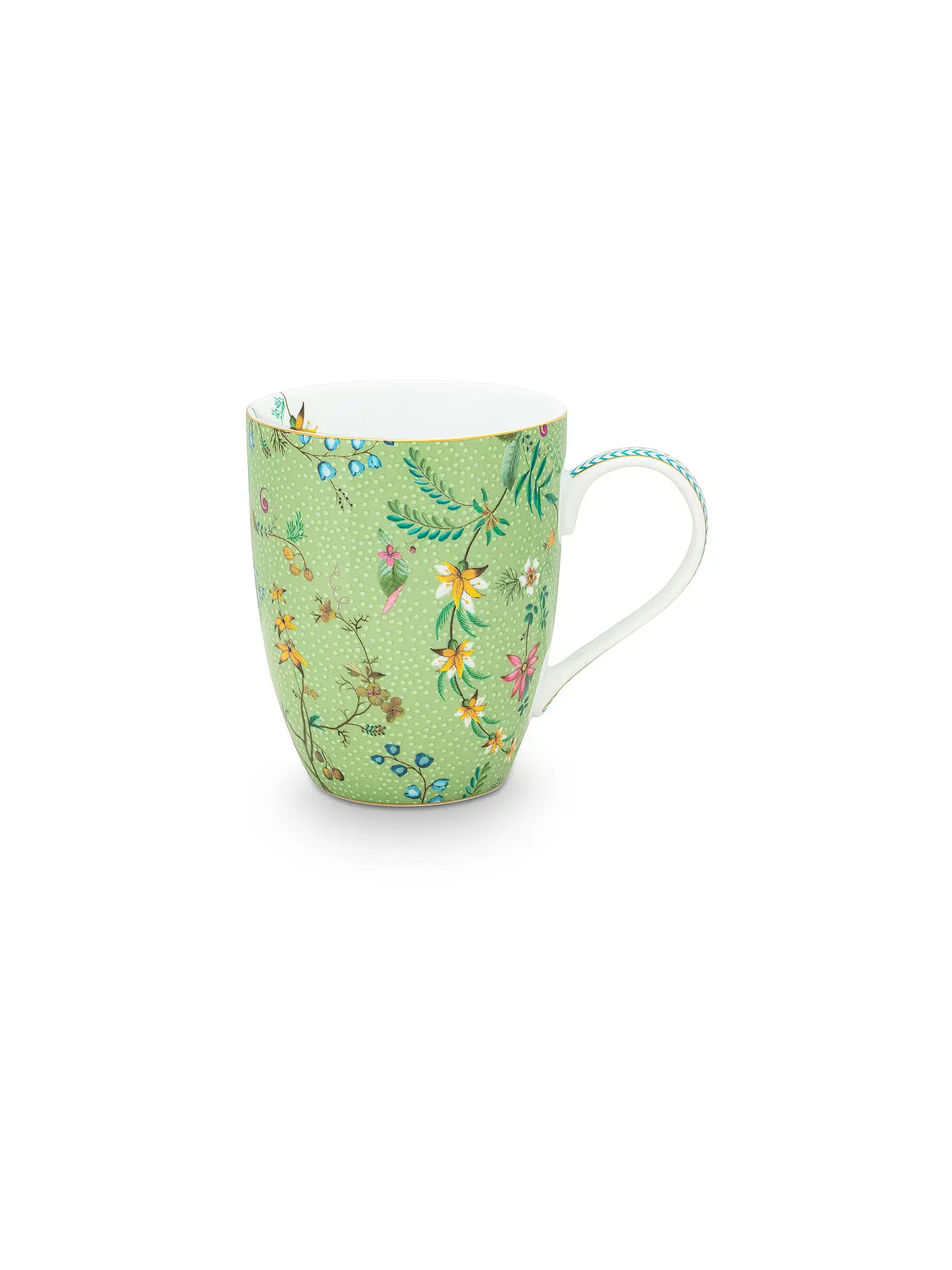PIP STUDIO | Henkelbecher L 350ml  Jolie Flowers Blue | hellgrün